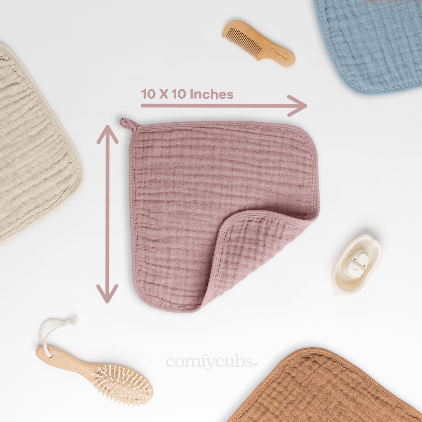 Muslin Washcloths in Mauve