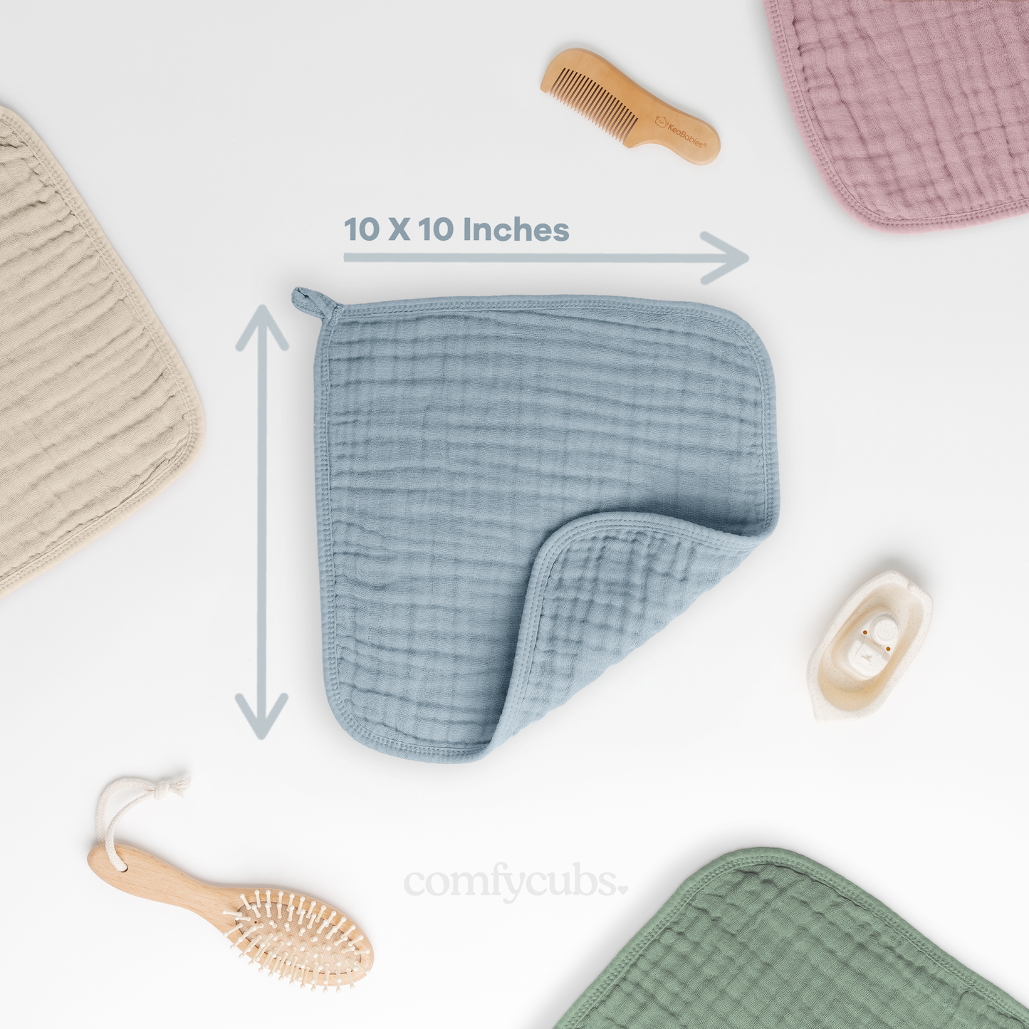 Muslin Washcloths in Pacific Blue