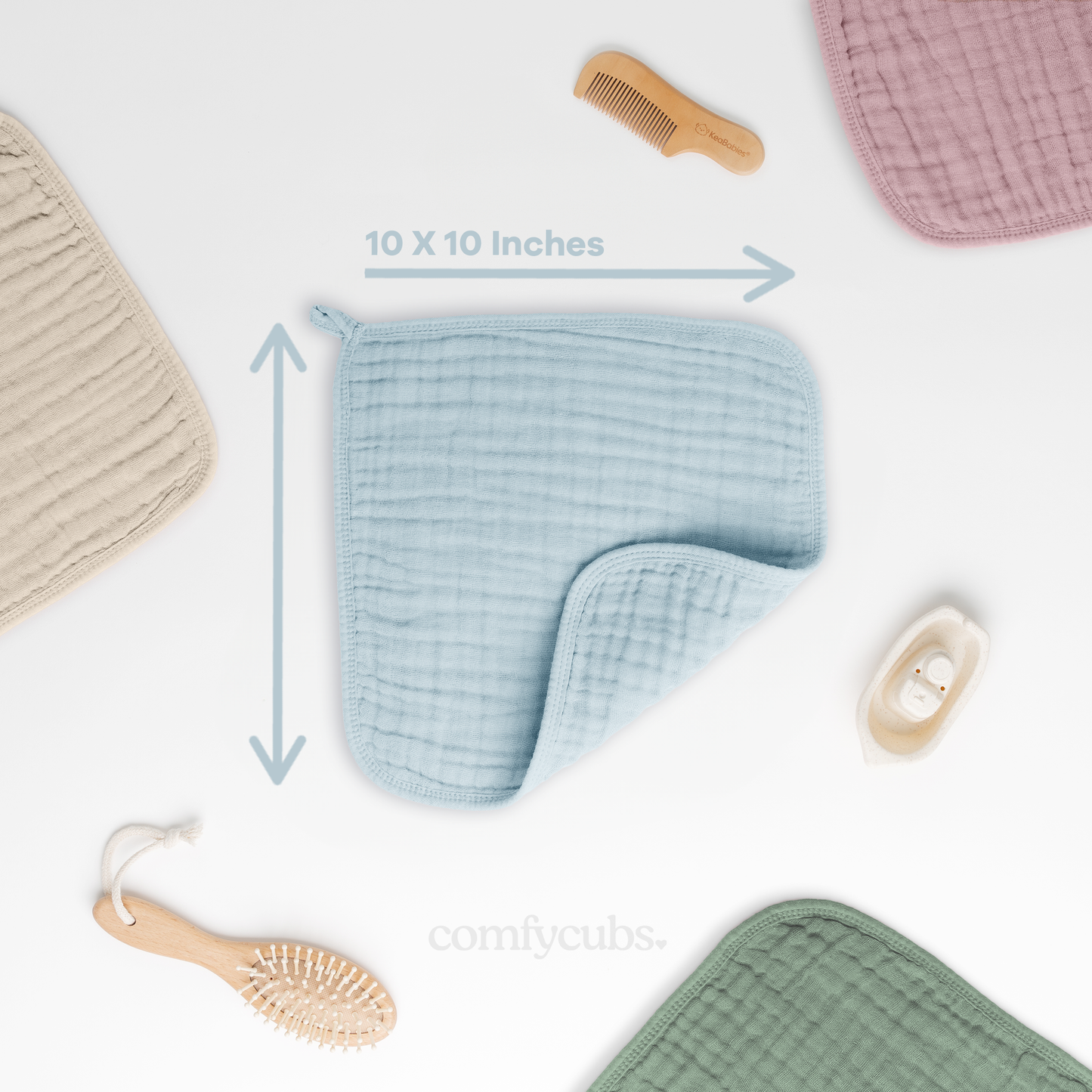 Muslin Washcloths in Sky Blue