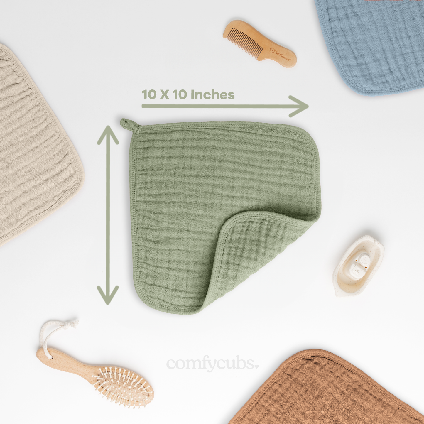 Muslin Washcloths in Sage