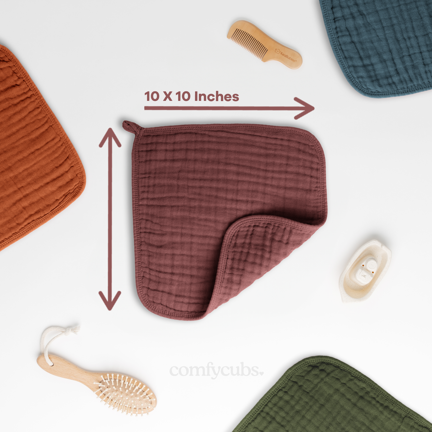 Muslin Washcloths in Wine