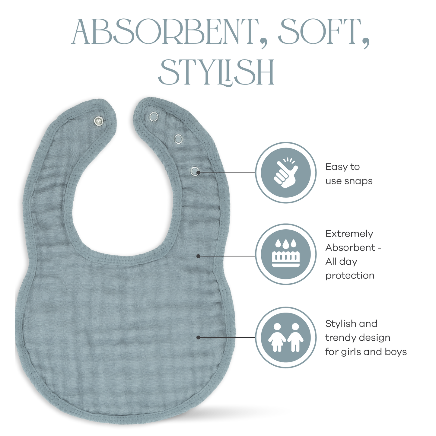 Muslin Bibs in Pacific Blue