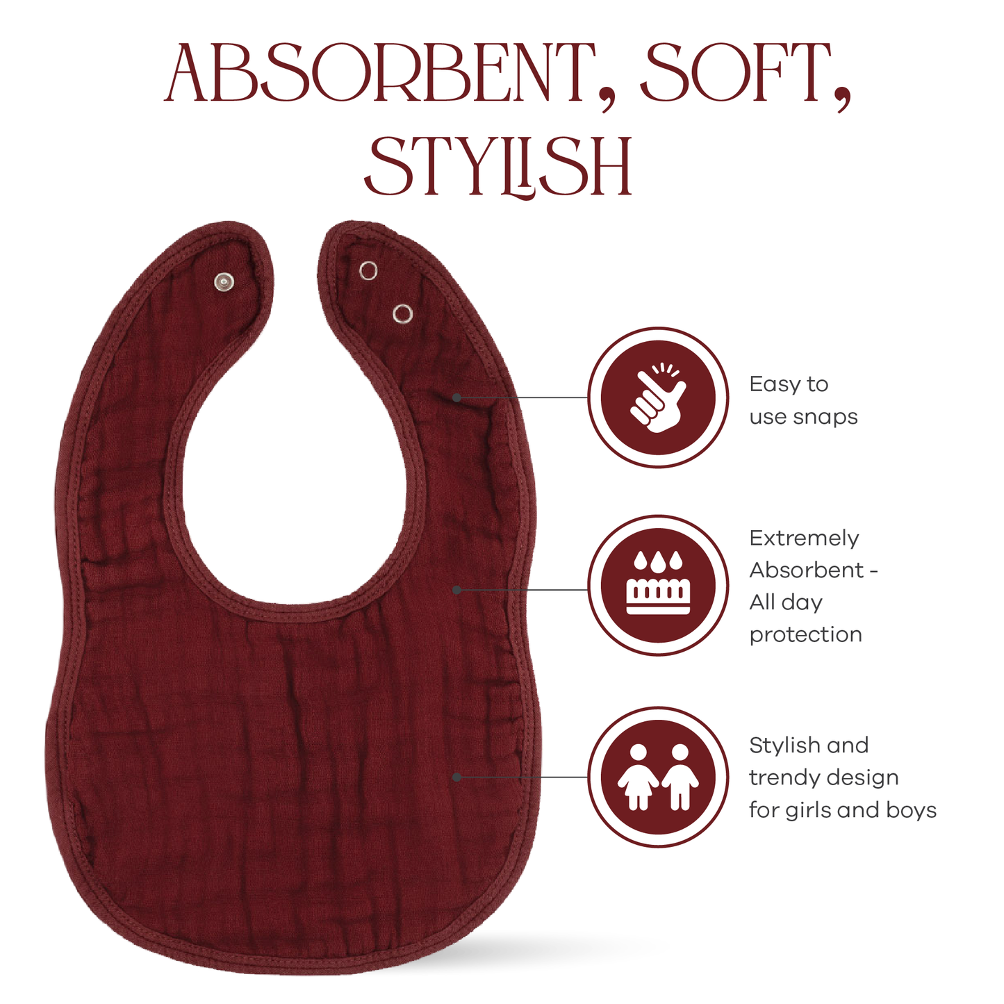 Muslin Bibs in Wine
