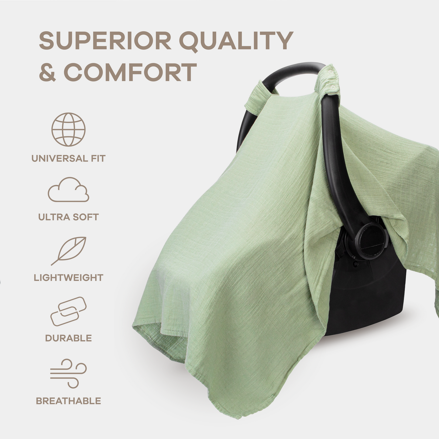 Baby Car Seat Cover in Sage