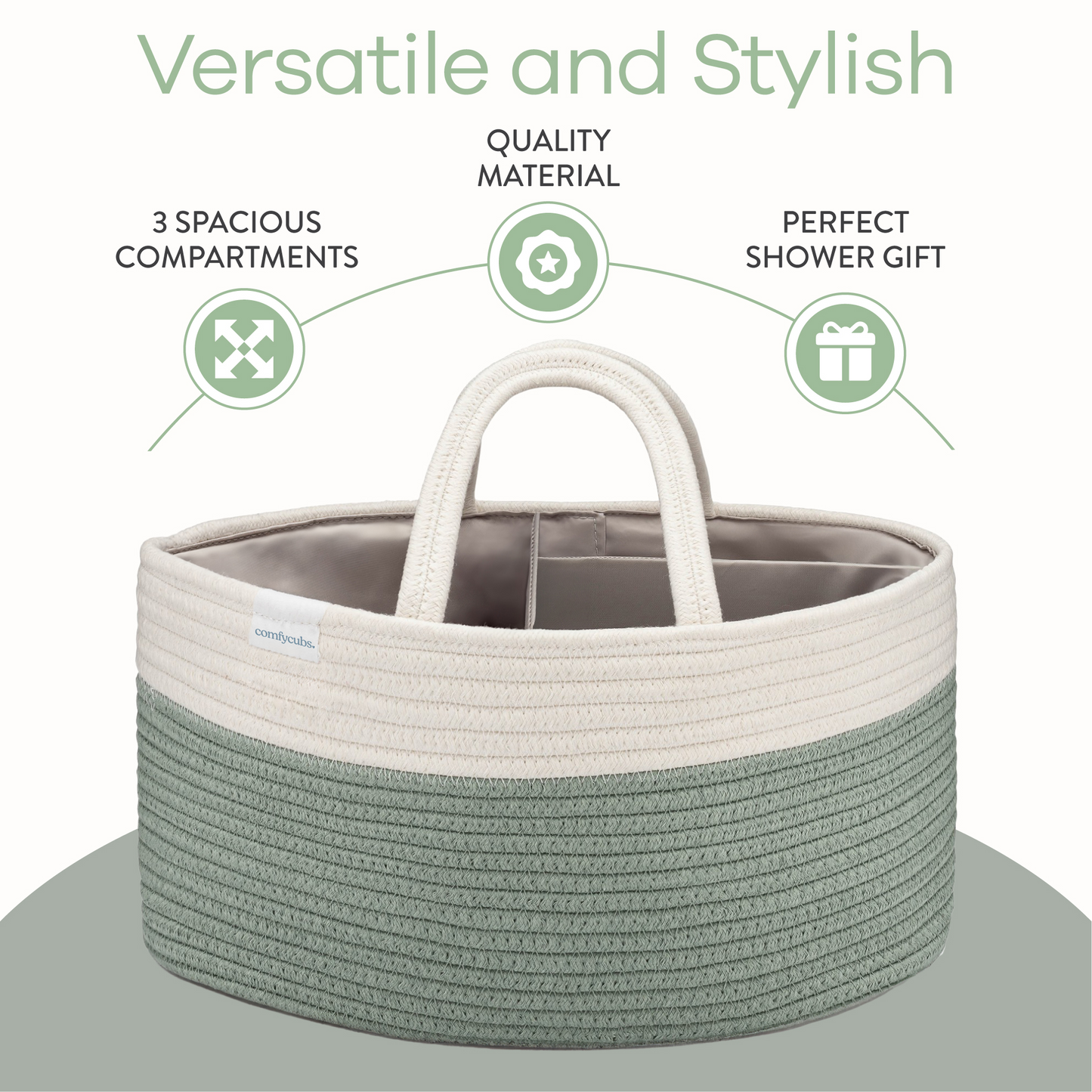 Rope Diaper Caddy in Sage