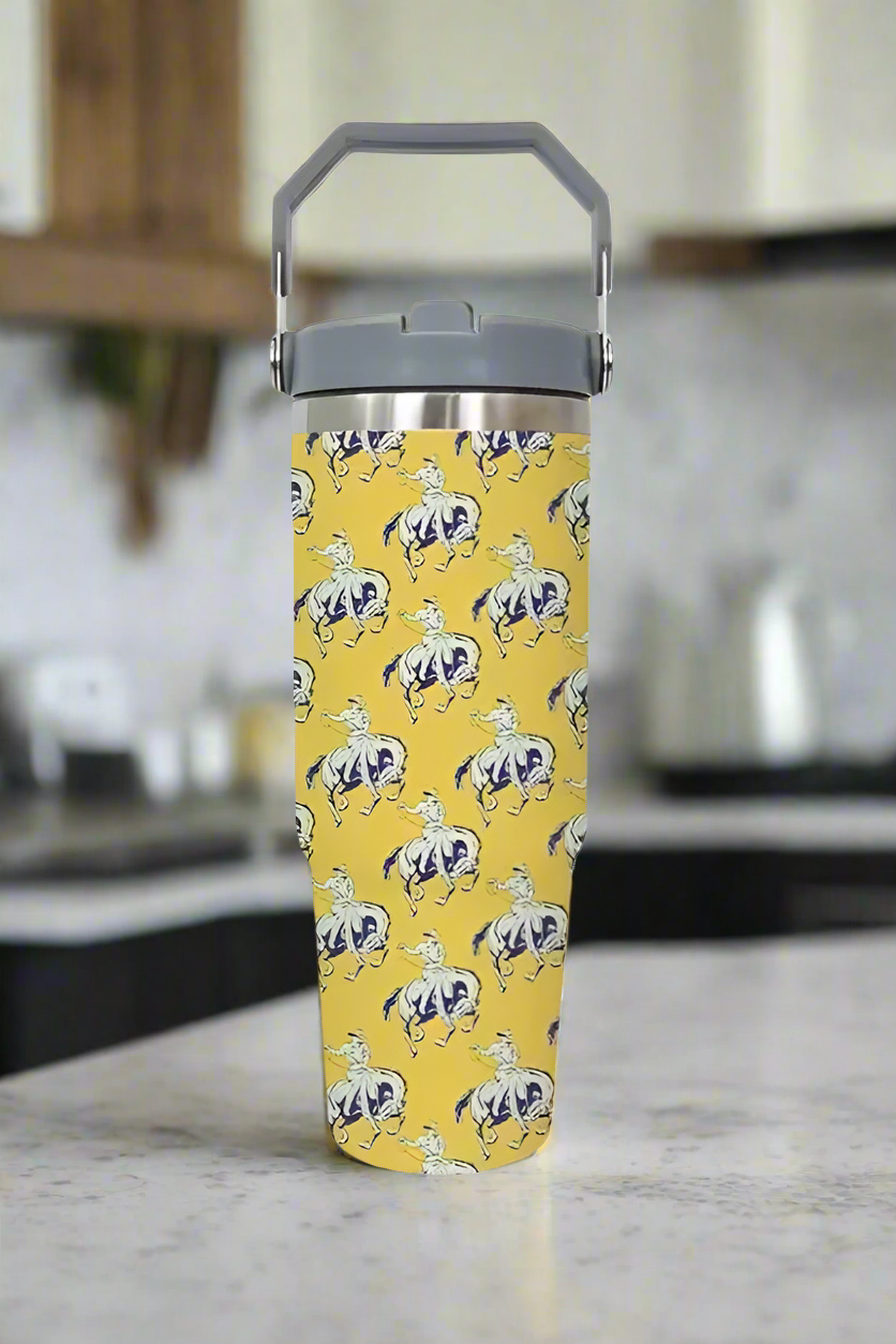 SC - 30 oz Yellow Retro Western Print Tumbler