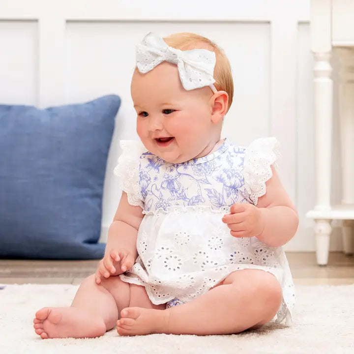 Bunny Toile Eyelet Skirted Bodysuit