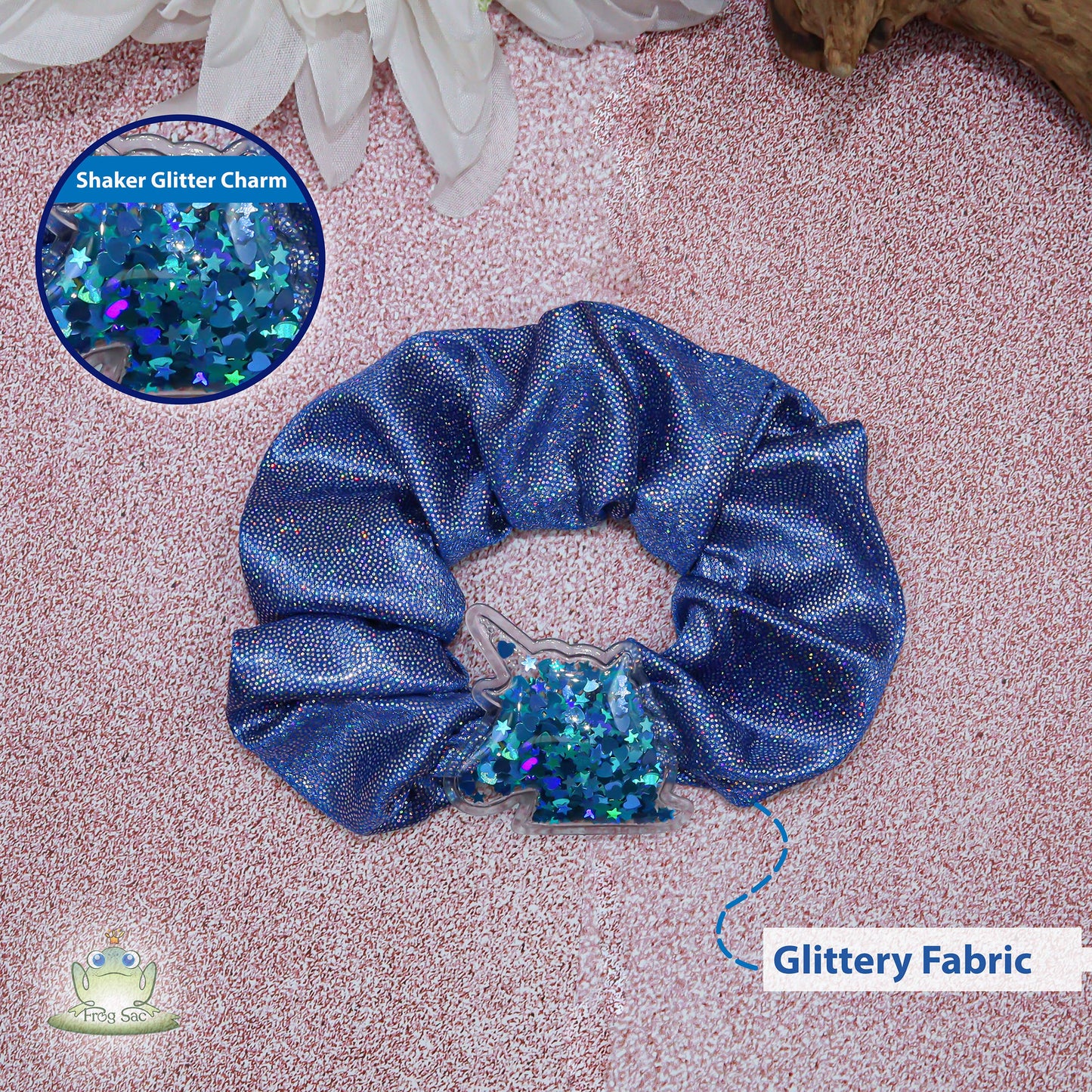 Unicorn Shaker Glitter Scrunchie - Blue