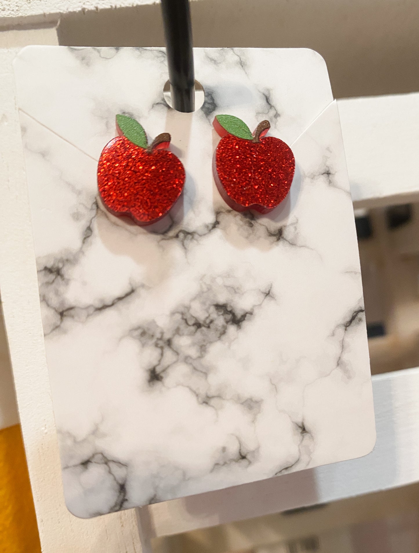 Glitter Apple Stud Earrings | Teacher Apple Earrings | Back to School Jewelry | Bossier City, LA