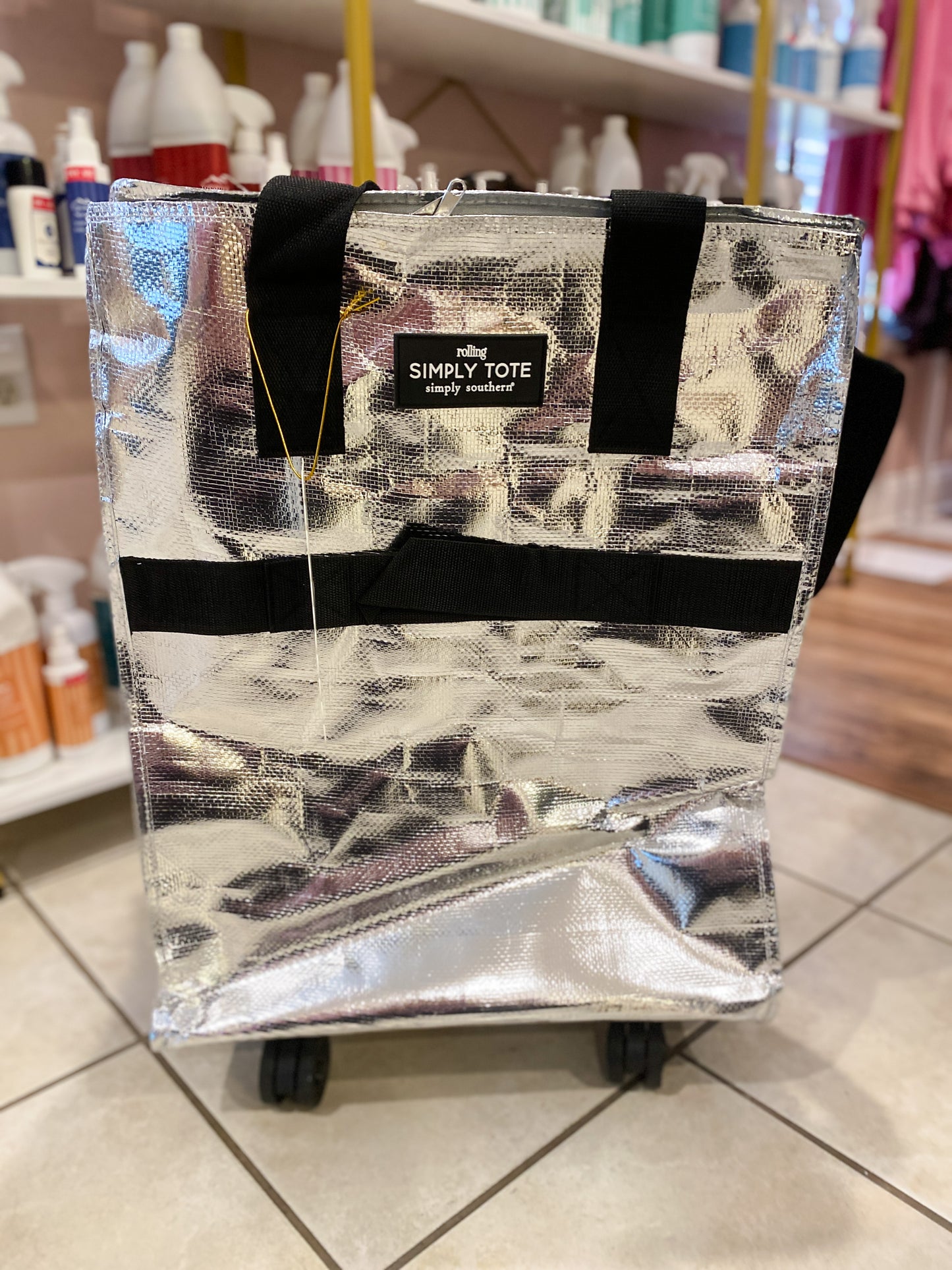 Simply Southern Rolling Tote Bag – Metallic Gold, Silver, or Black