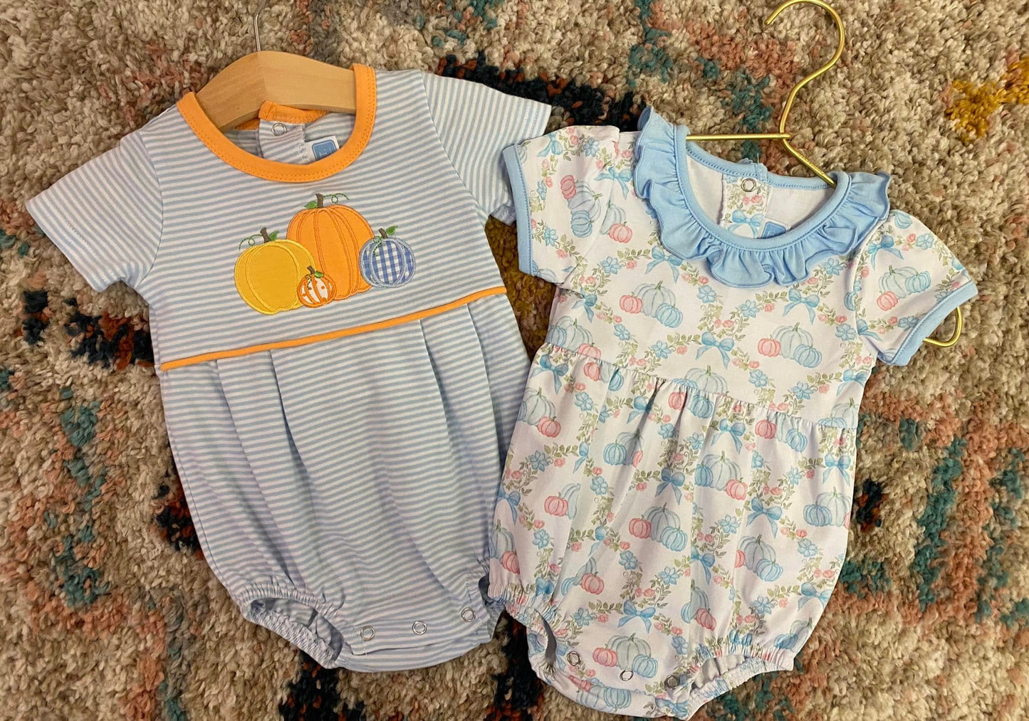 Pumpkin Floral Bubble – Baby Girl Fall Outfit