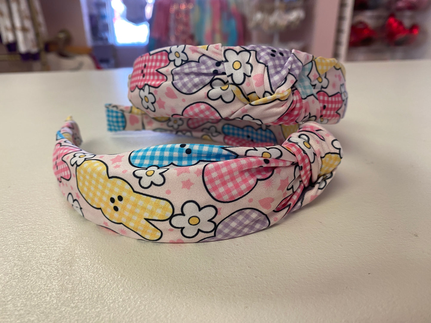 Gingham Easter Bunny Top Knot Headband