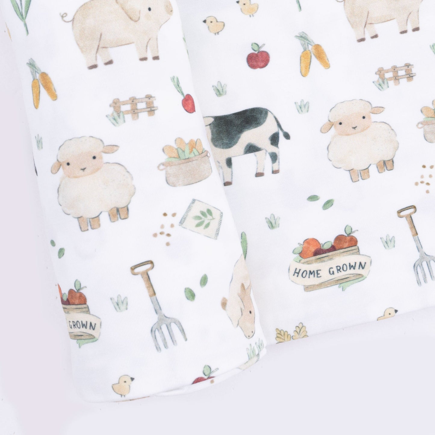 Cute Farm Animals Uni - 2 Way Zipper Footie, Swaddle & Bandana Bib Set