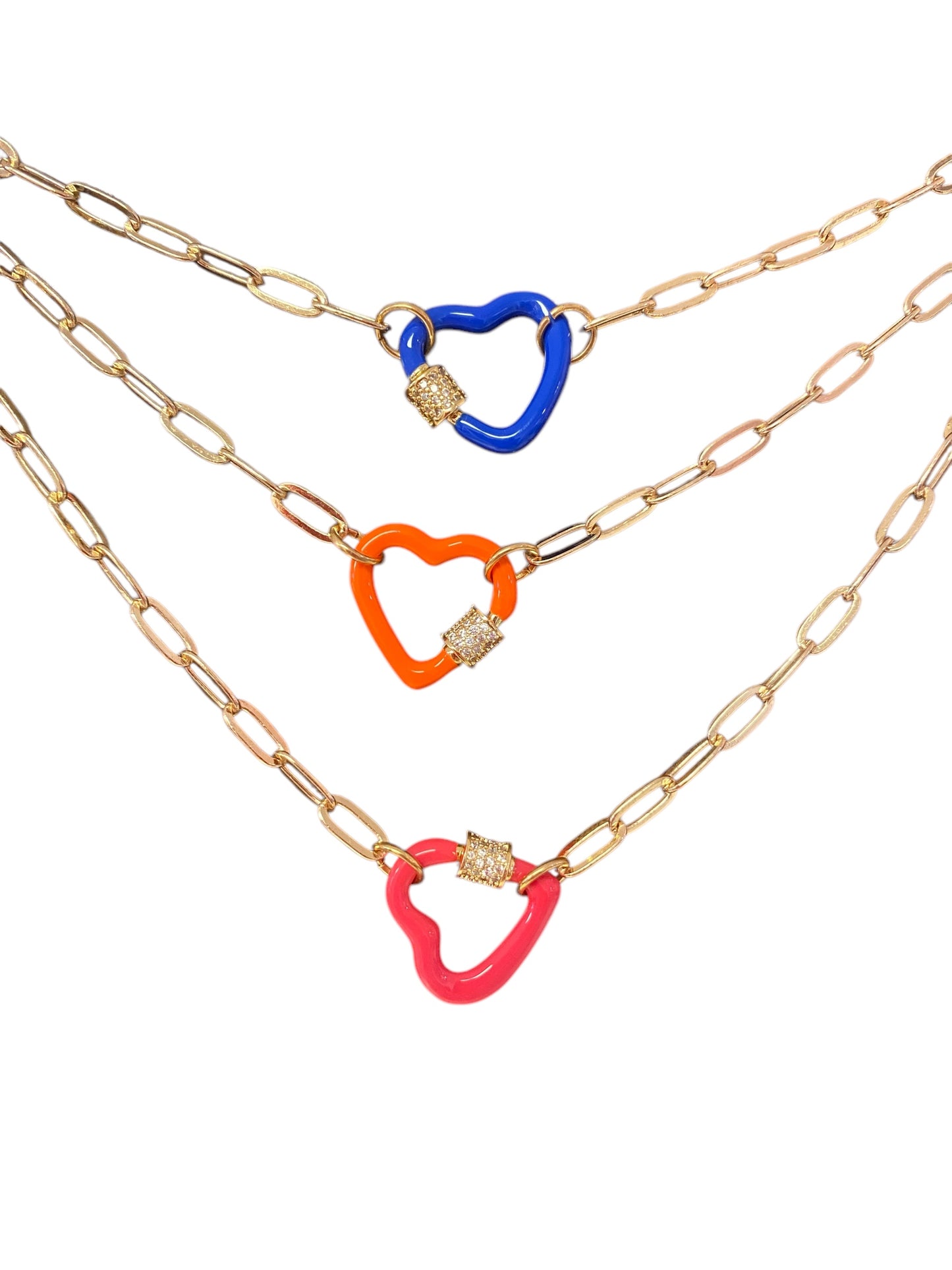 Kids 14" Gold Lobster Claw, Heart Necklace