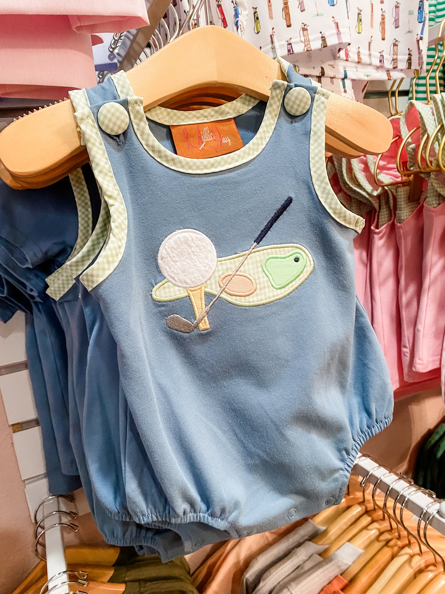 Baby Boy Blue Golf Appliqué Bubble | Southern Boutique Baby Outfit – Bossier City Louisiana
