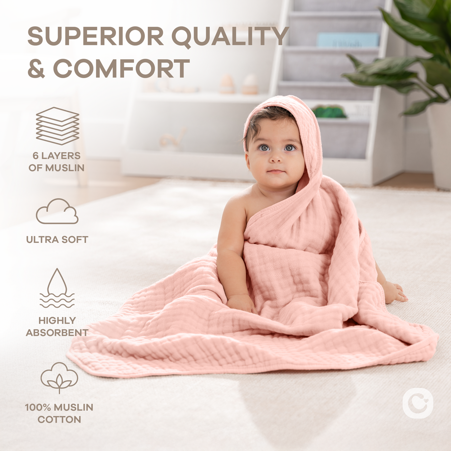 Baby Hooded Towels in Lace Pink