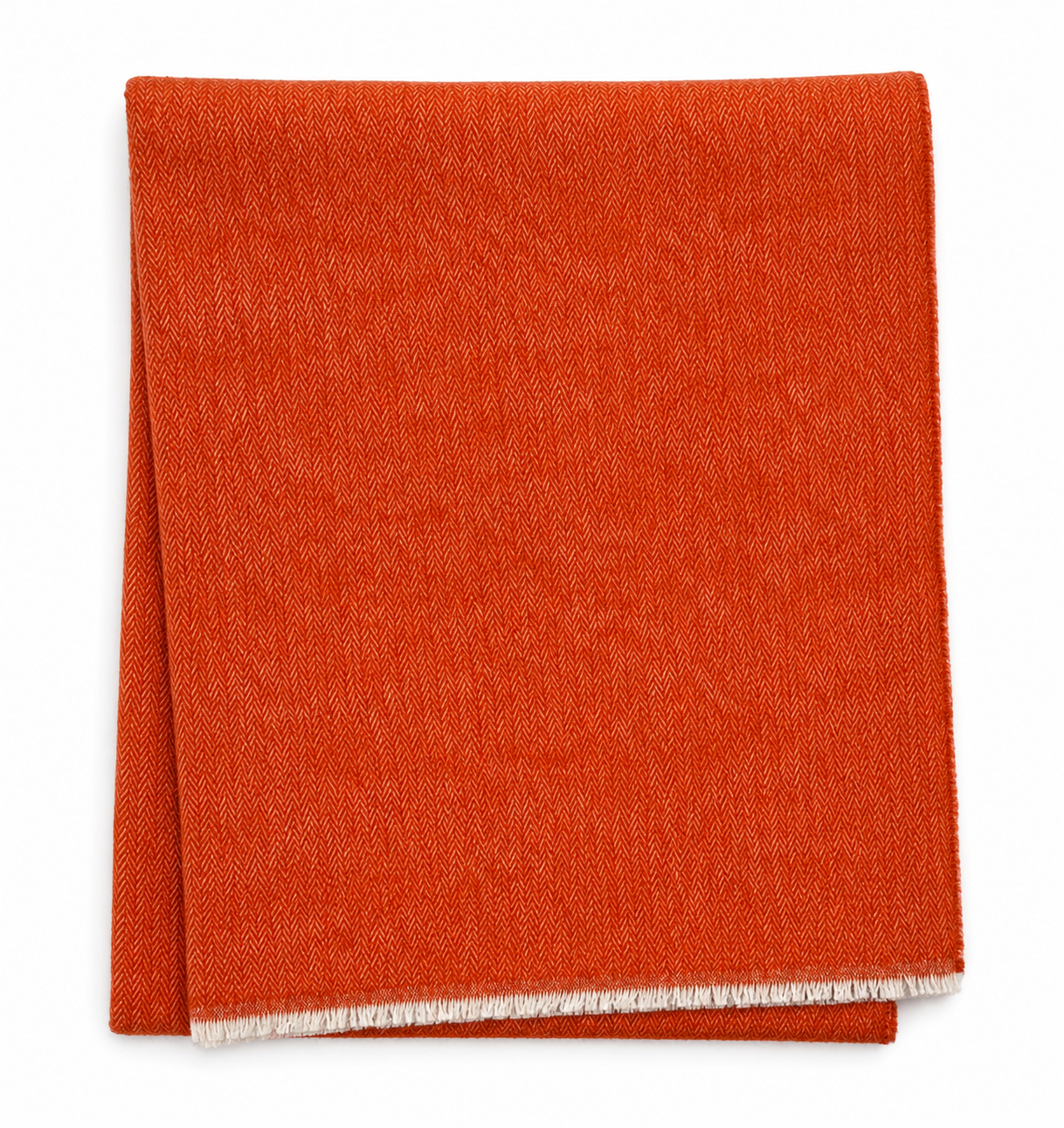 Cotton-Blend Mini Herringbone Throw with Eyelash Fringes