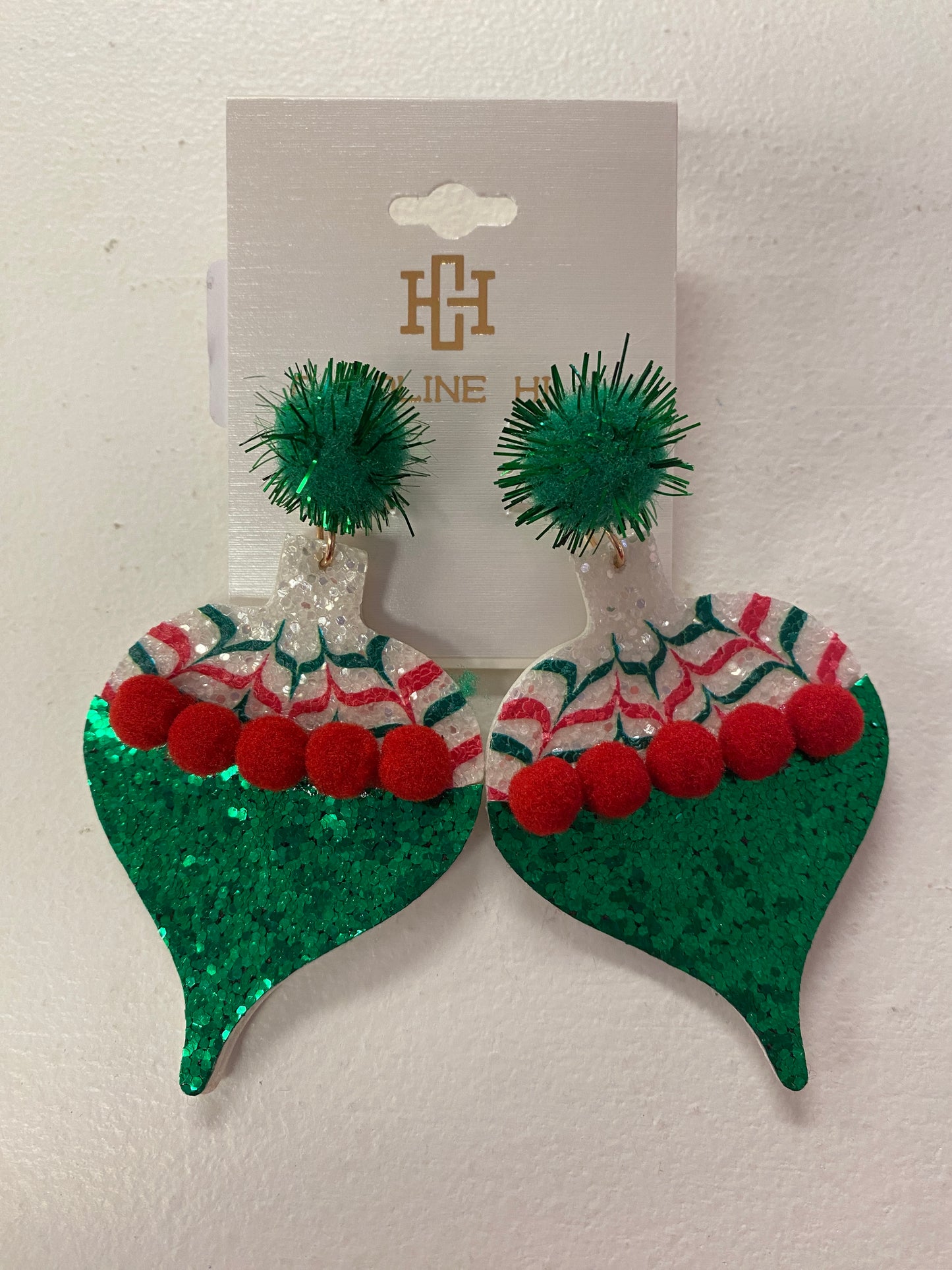 Glittery Christmas Ornament Earrings