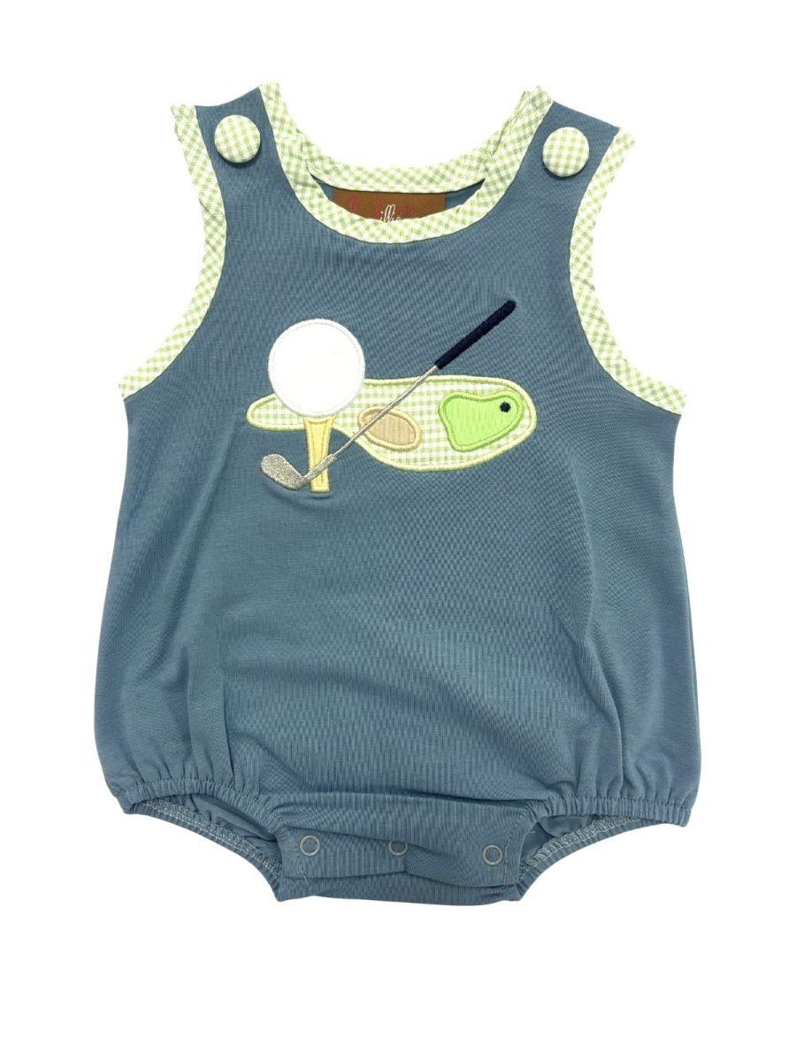 Baby Boy Blue Golf Appliqué Bubble | Southern Boutique Baby Outfit – Bossier City Louisiana