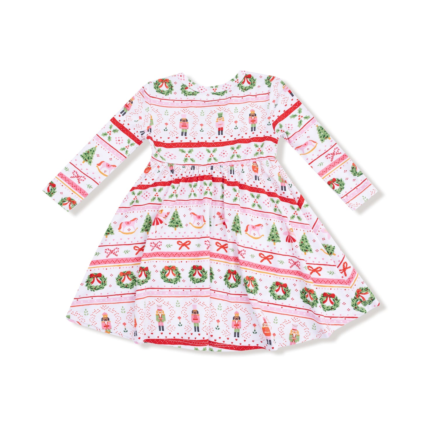 Sugar Plum Fairy - Nutcracker Fair Isle - Pink - Twirly Long Sleeve Dress
