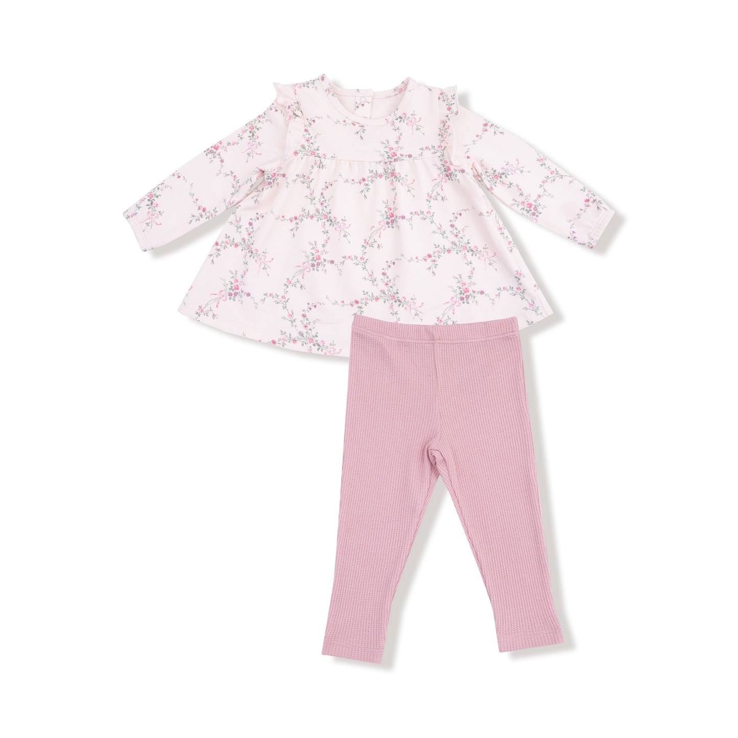 Long Sleeve High Waisted Top with Ruffles + Legging