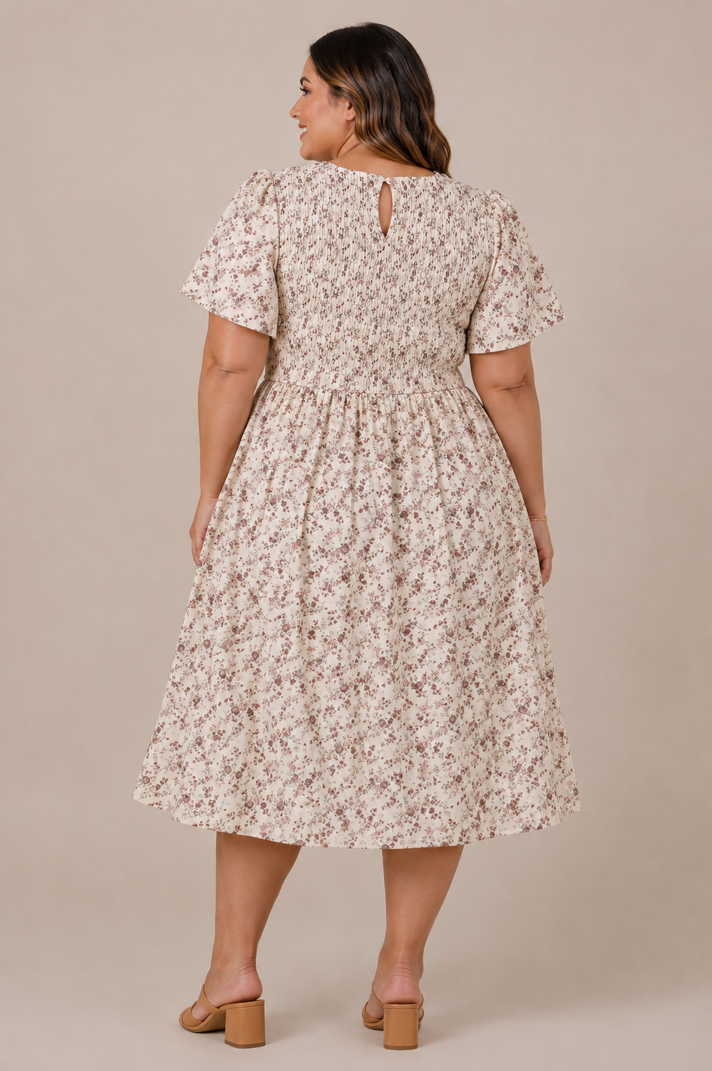 Maylee Dress in Cream Purple Floral