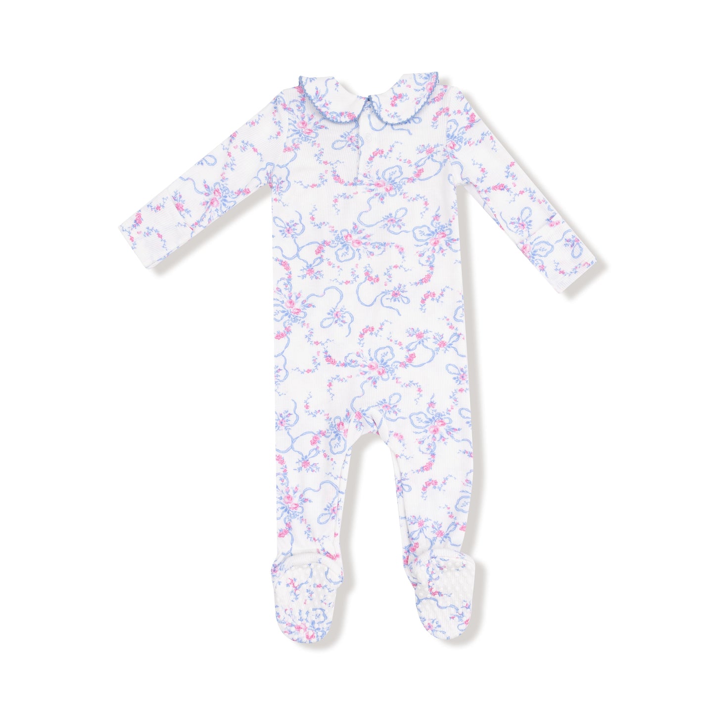 Ribbon Floral Fling - Smocked Peter Pan Snap Footie
