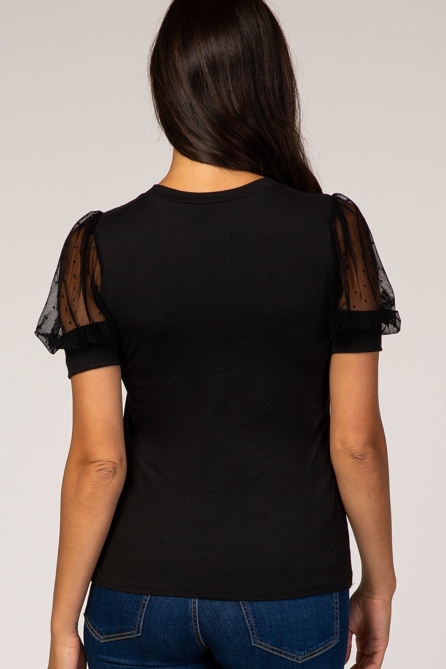 Black Mesh Sleeve Top