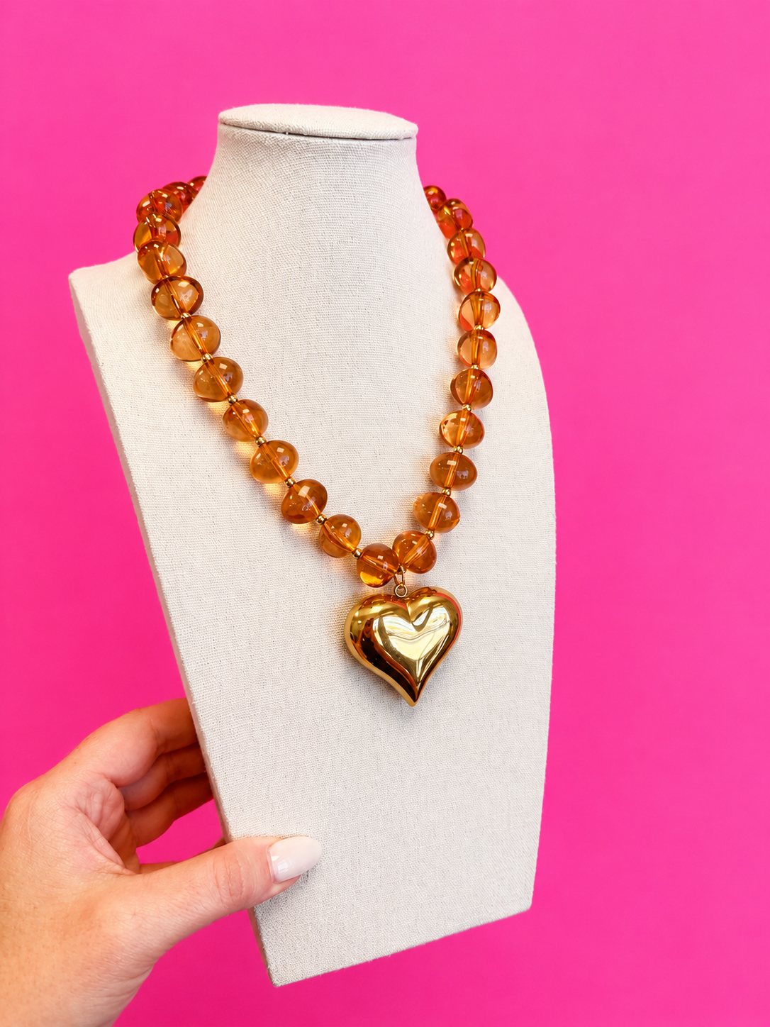 Bauble Bead Necklace - Honey - Heart