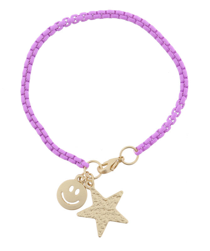 Purple Box Chain Bracelet