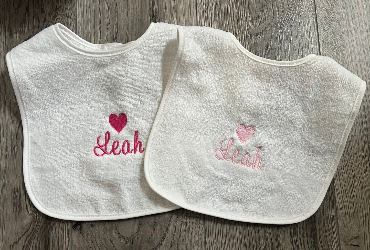 Personalized Heart Terry Bib Set