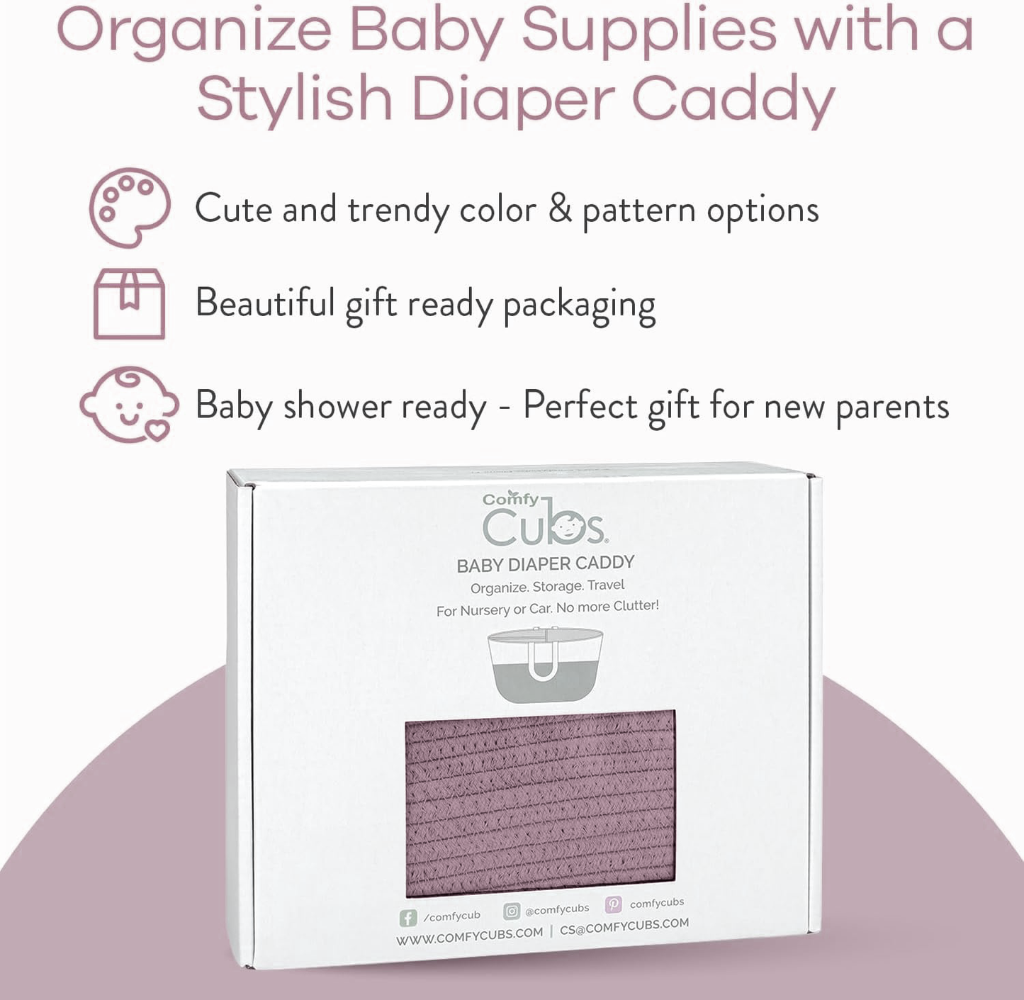 Rope Diaper Caddy in Mauve