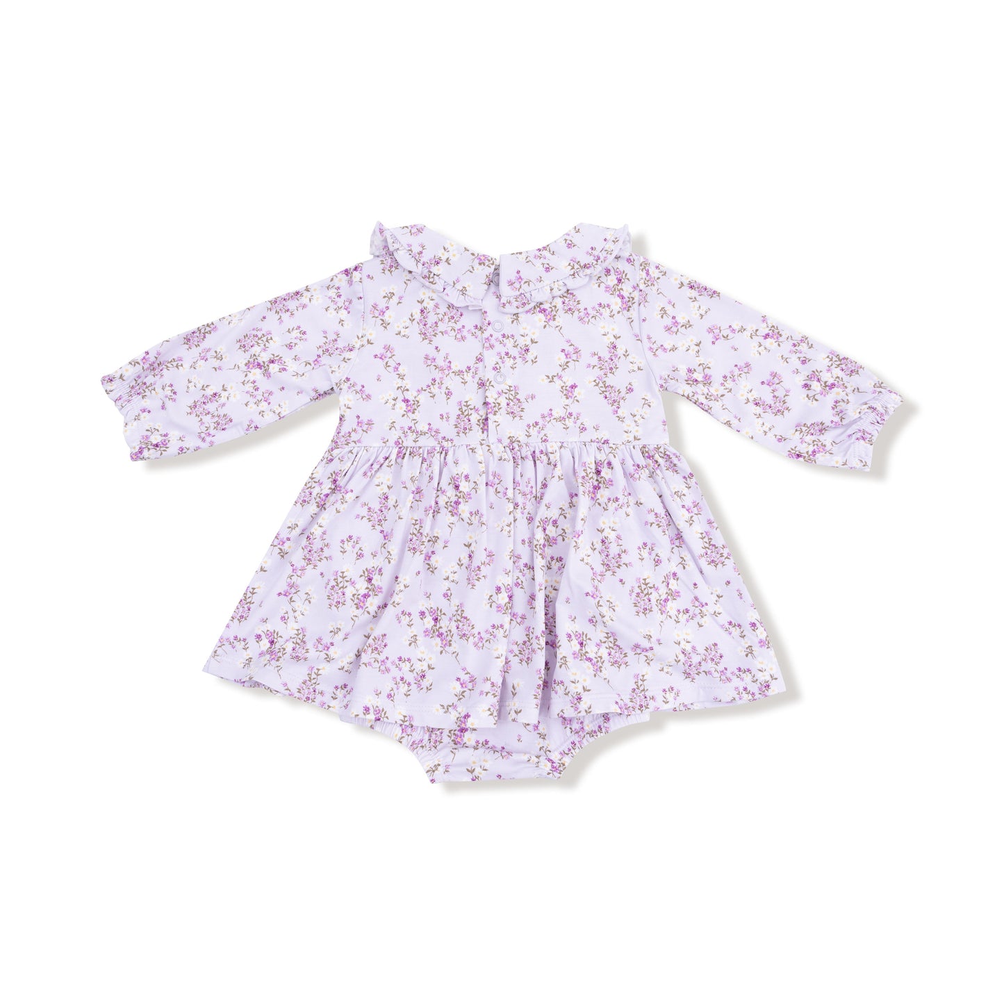 Sweet Dream Florals - Long Sleeve Peter Pan Ruffle Collar Bubble with Skirt