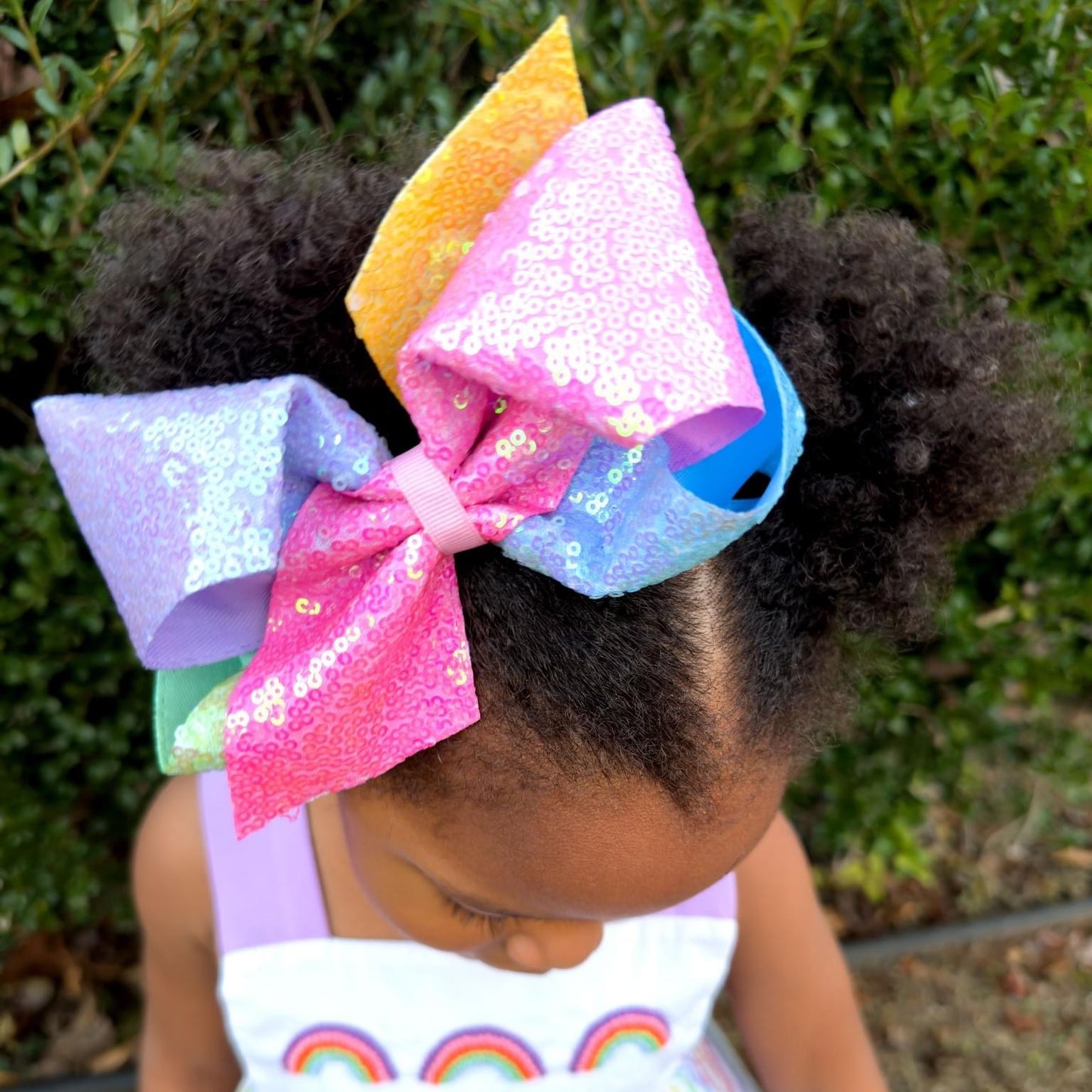 Ombre Printed Sequin Hair Bow