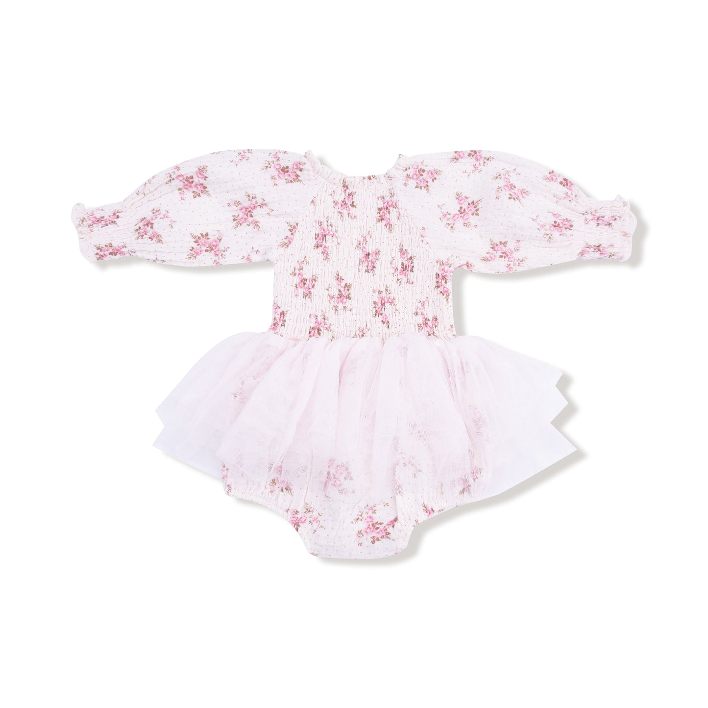 Long Sleeve Smocked Bubble with Tutu