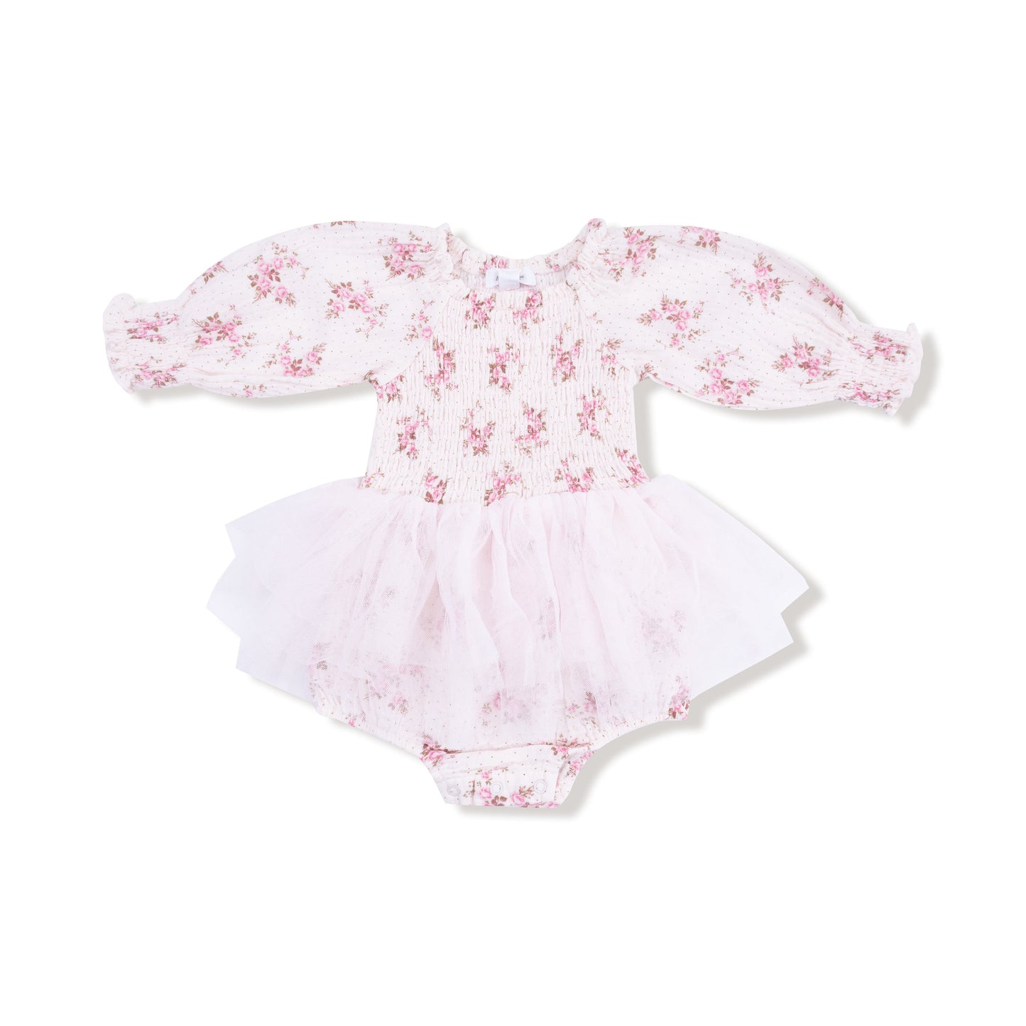 Long Sleeve Smocked Bubble with Tutu