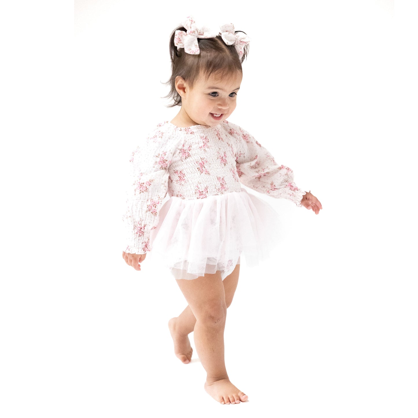 Long Sleeve Smocked Bubble with Tutu