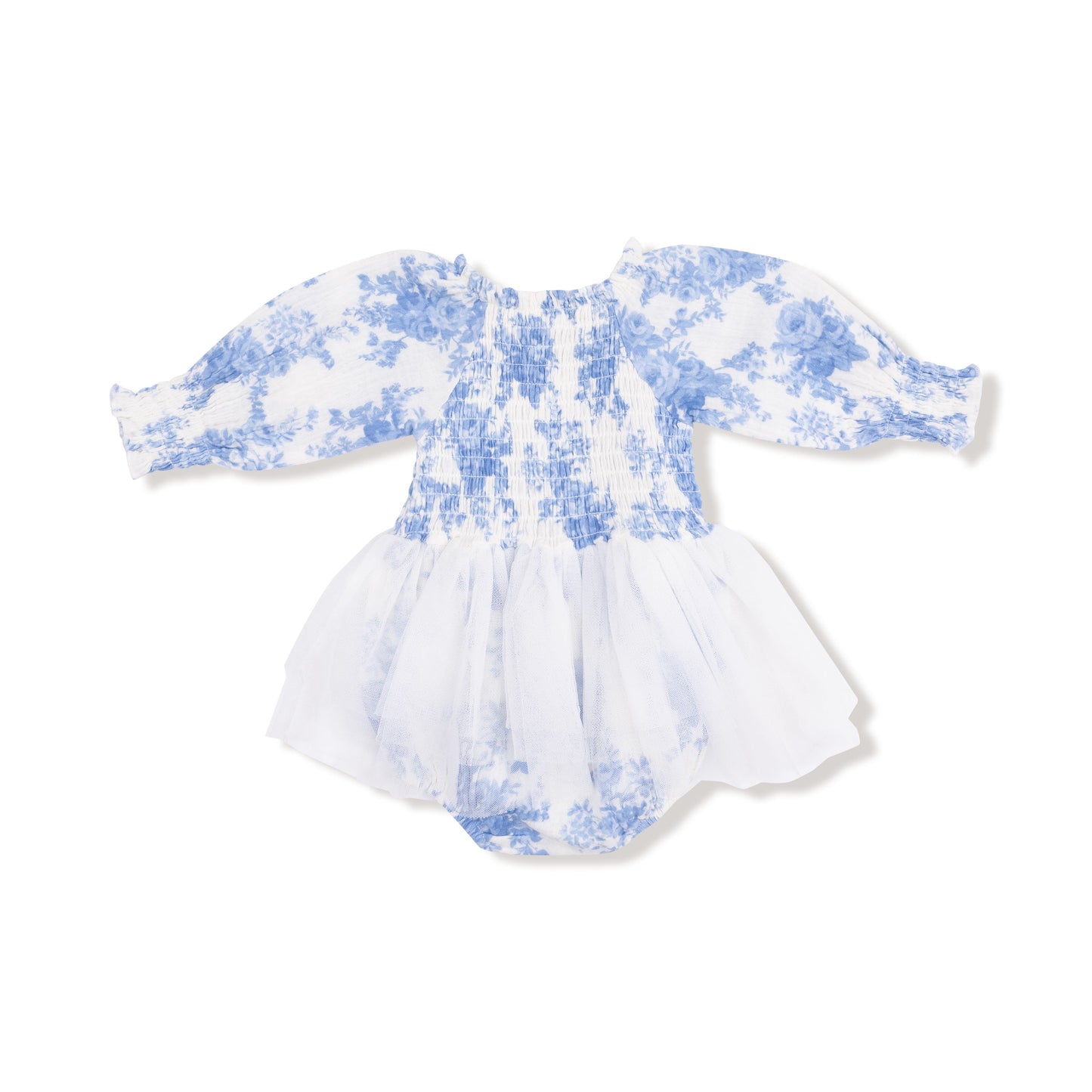 Long Sleeve Smocked Bubble with Tutu