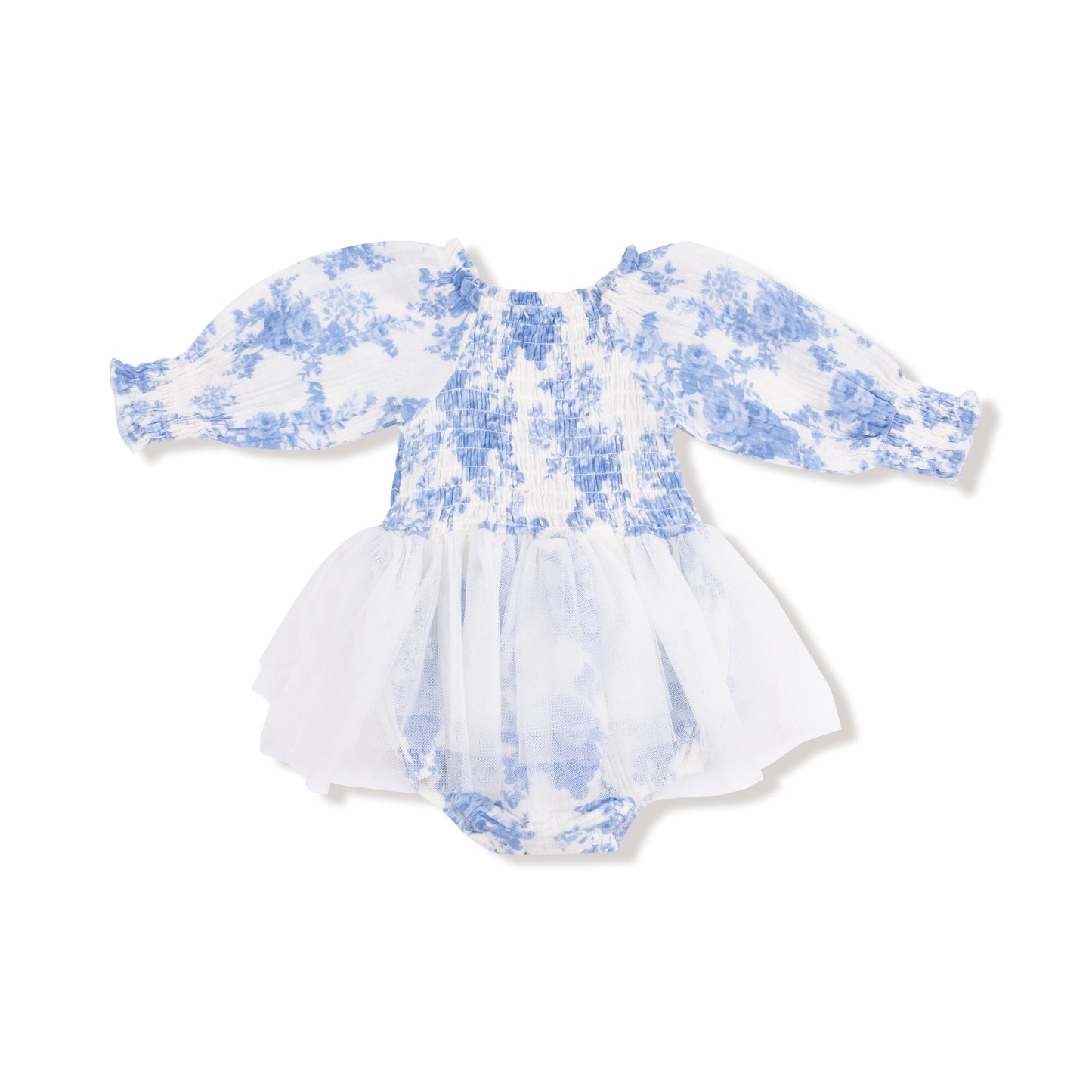 Long Sleeve Smocked Bubble with Tutu