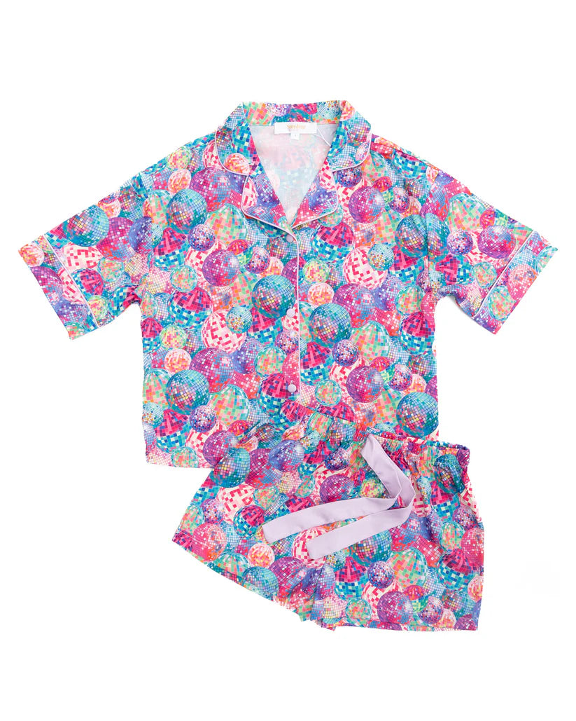 Kids Silky Disco Queen Pajama Set – Girls Short Sleeve Lounge Set