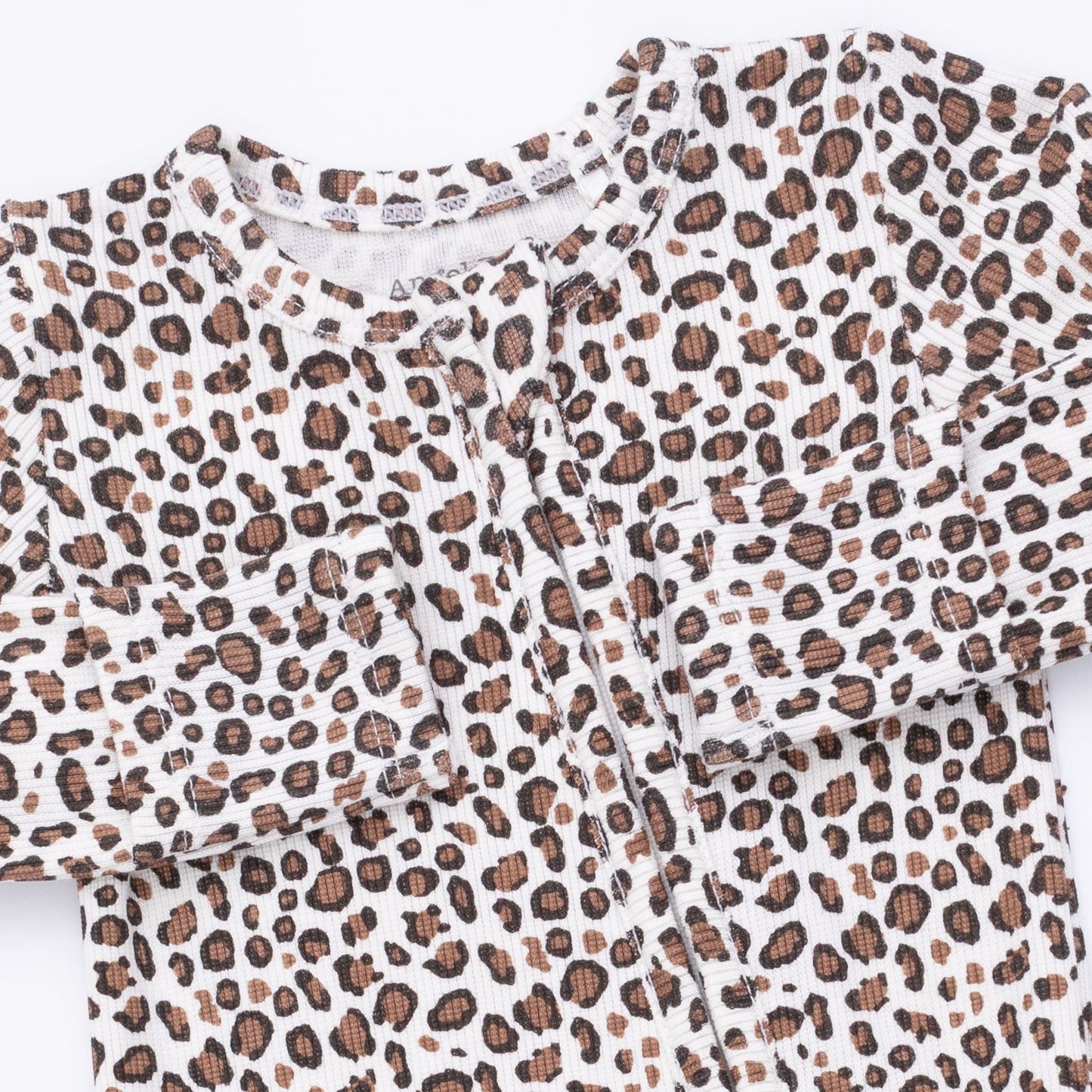 Leopard Rib - 2 Way Ruffle Back Zipper Footie