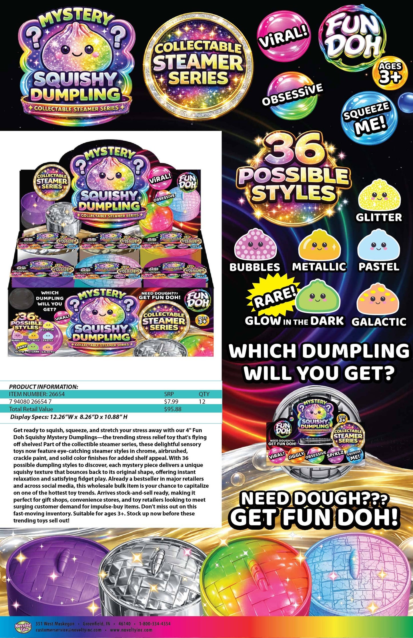 Fun Doh Mystery Dumpling Squishy | Ultra Rare Collectible Sensory Fidget Toy