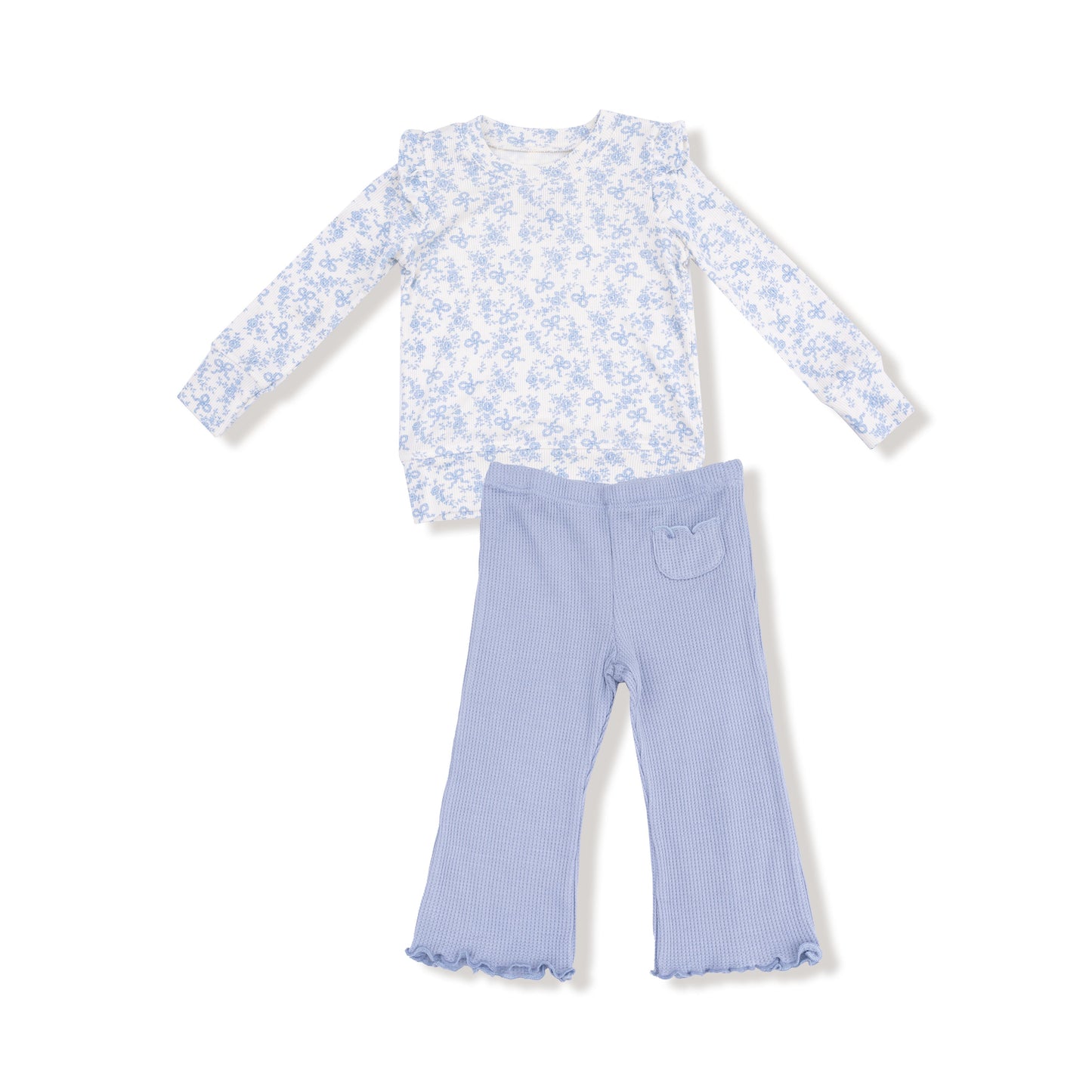 Ruffle Shoulder Shirt and Flare Pant