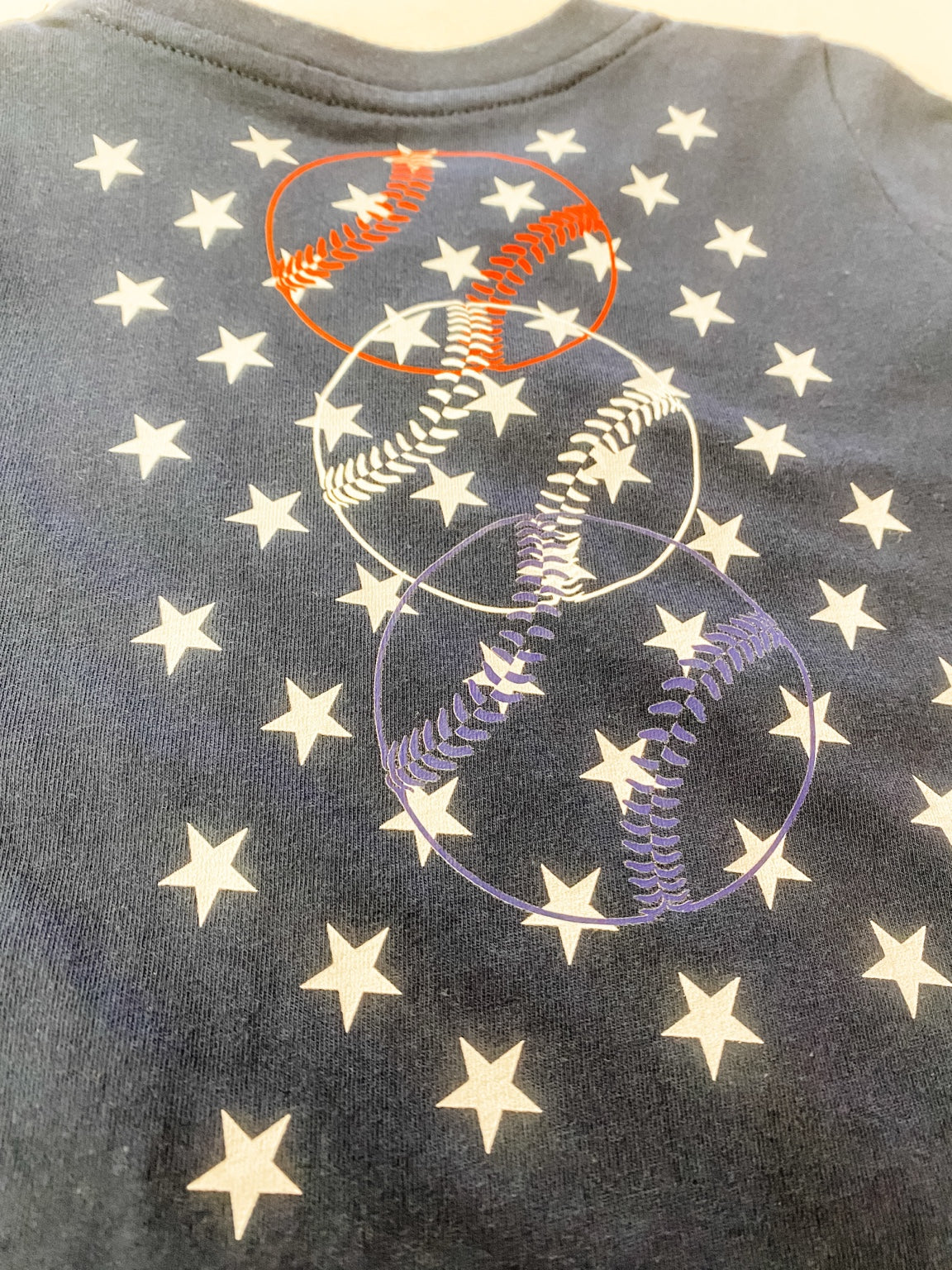 Boys Navy Patriotic Baseball Stars Tee