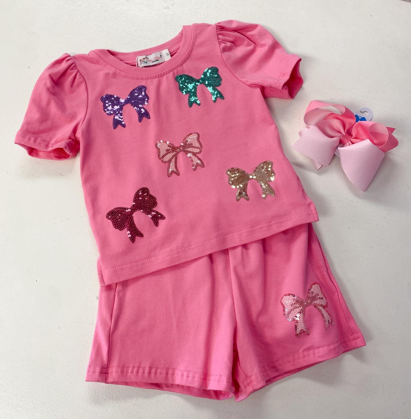 Coquette Bows Sequin Girls Set
