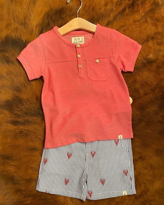 CREW Woven Shorts-Lobster Seersucker