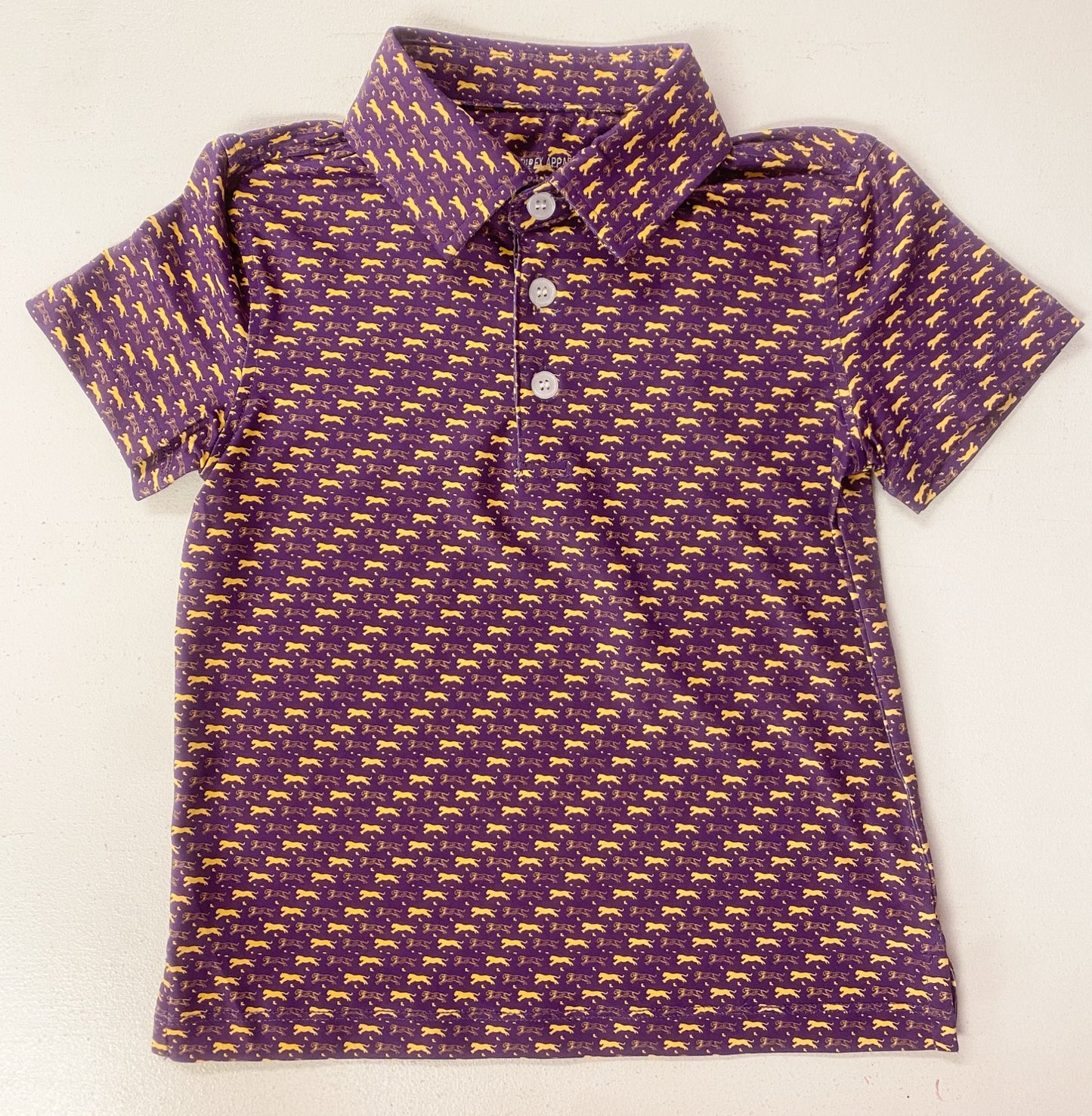 Boys Purple & Gold Tiger Performance Polo | LSU Gameday Shirt
