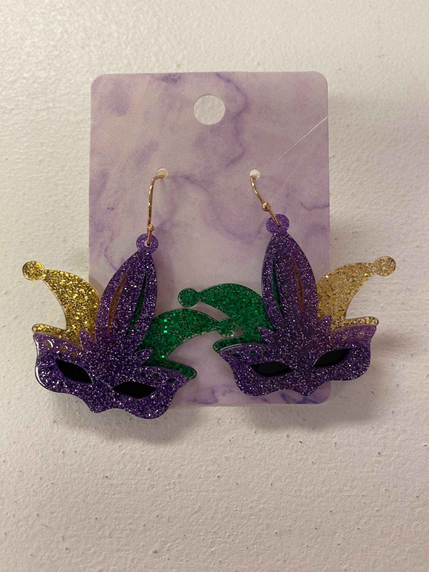 Mardi Gras Mask Dangle Earrings