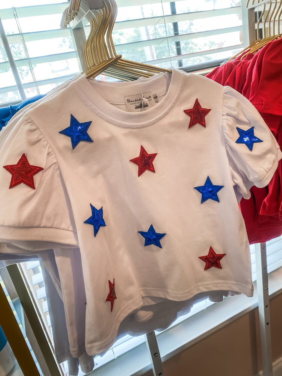 Red & Blue Star Patch Top