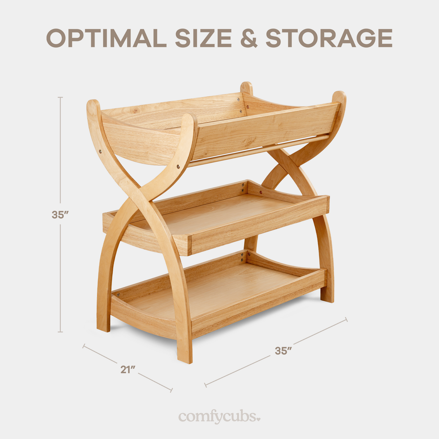 Baby Changing Table by Comfy Cubs - Natural Wood
